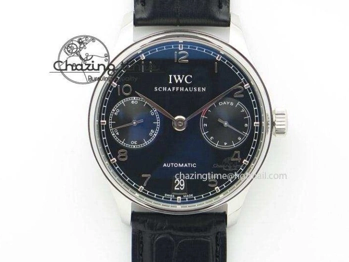 MIROTIME 0421 MoistureWicking Portuguese IW371491 ZF 1:1 Best Edition SS Blue Dial On Leather Strap A79350 (Slim Movement) V 7221